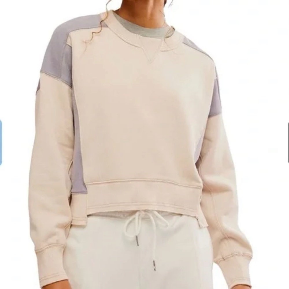FP Movement by Free People Two-Tone Cream and Lavender Pullover Sweatshirt